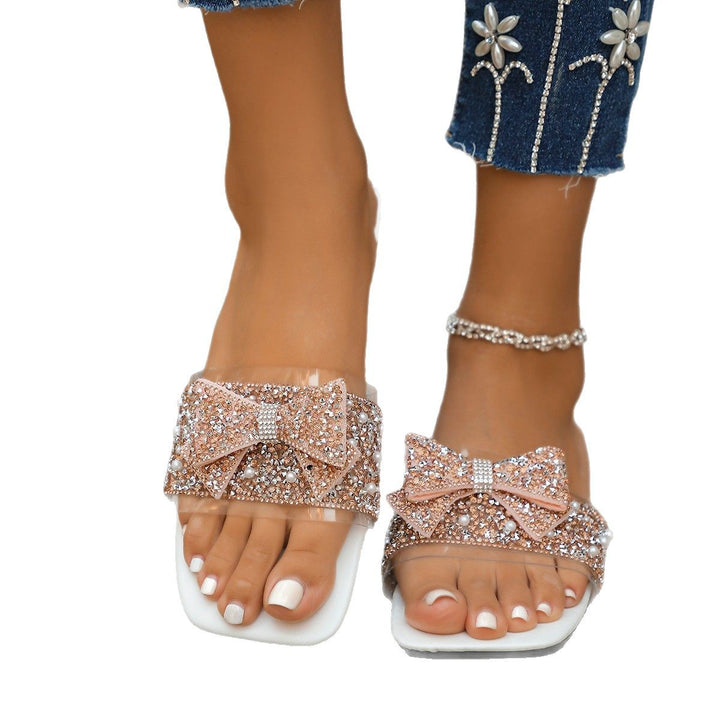 Damer Glamourøse Slippers med funklende strassapplikationer og elegante sløjfer Stilla