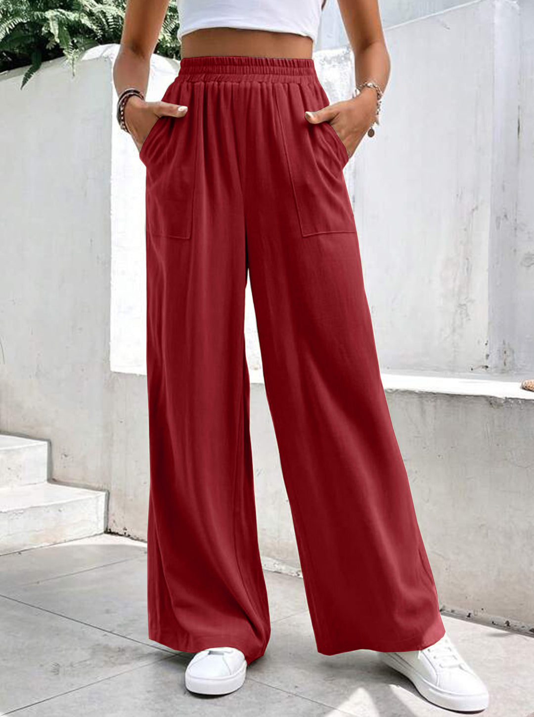 Dame Bred High-Waist-Bukser Stilla
