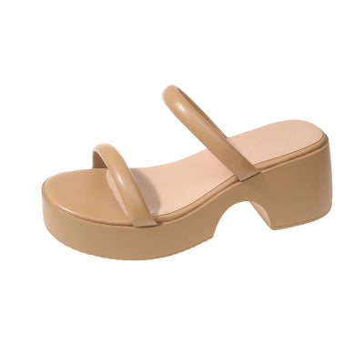 Dame Plateau-sandaler med bredt, elastisk remdesign og trendy blokhæle Stilla