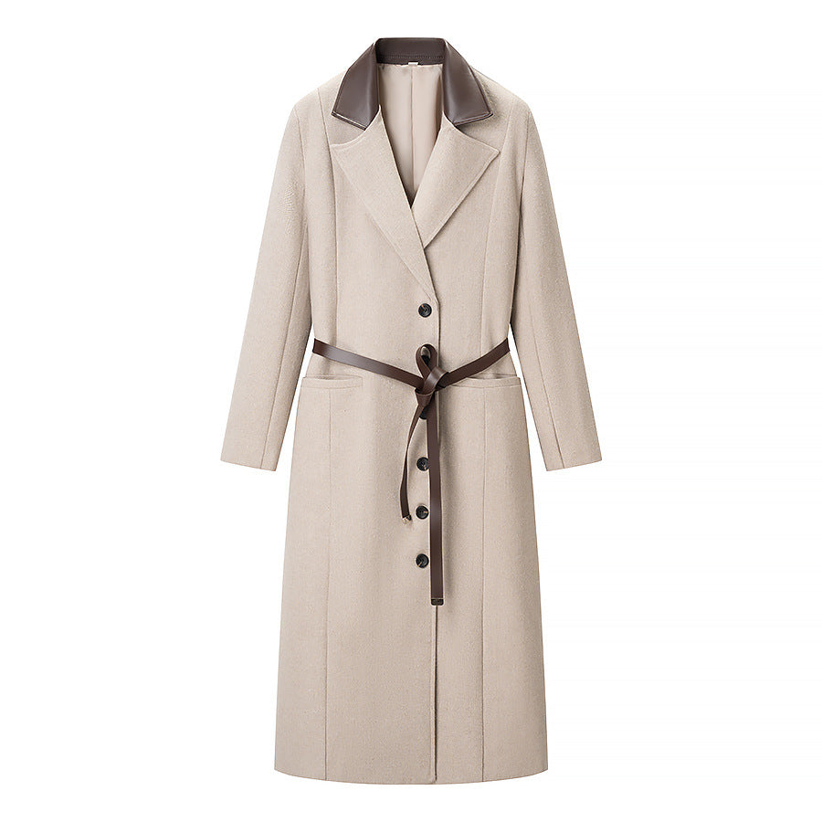 Damer Elegant Trench Coat med Bælte og Fin Krave Stilla