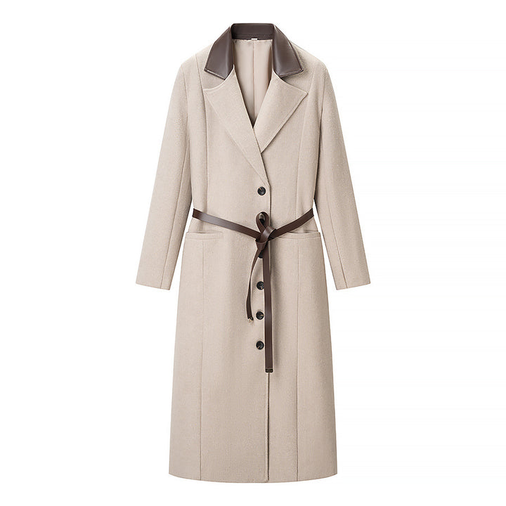 Damer Elegant Trench Coat med Bælte og Fin Krave Stilla