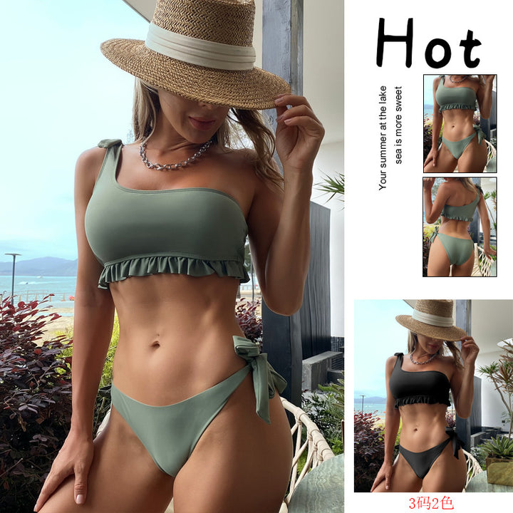 Dame asymmetrisk bikini med legesygt flæse detaljer Skovae