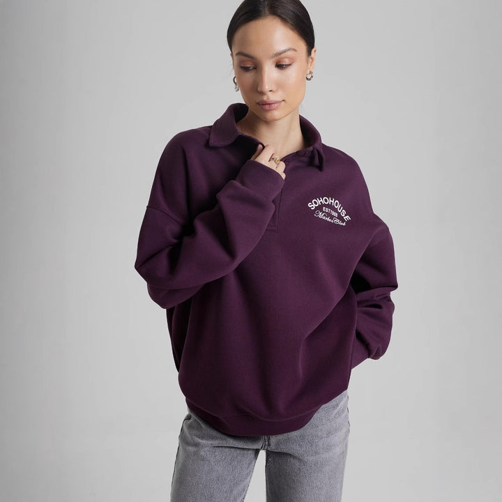 Kvinders afslappede polo sweater med en afslappet pasform og kontrastdetaljer Stilla