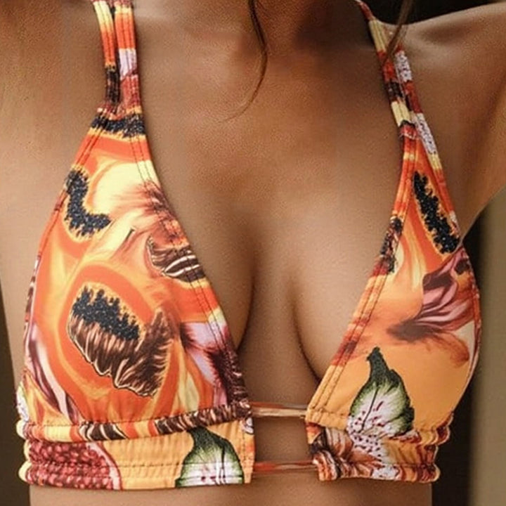 Dame triangel-bikini med raffinerede frugtmotiver Skovae