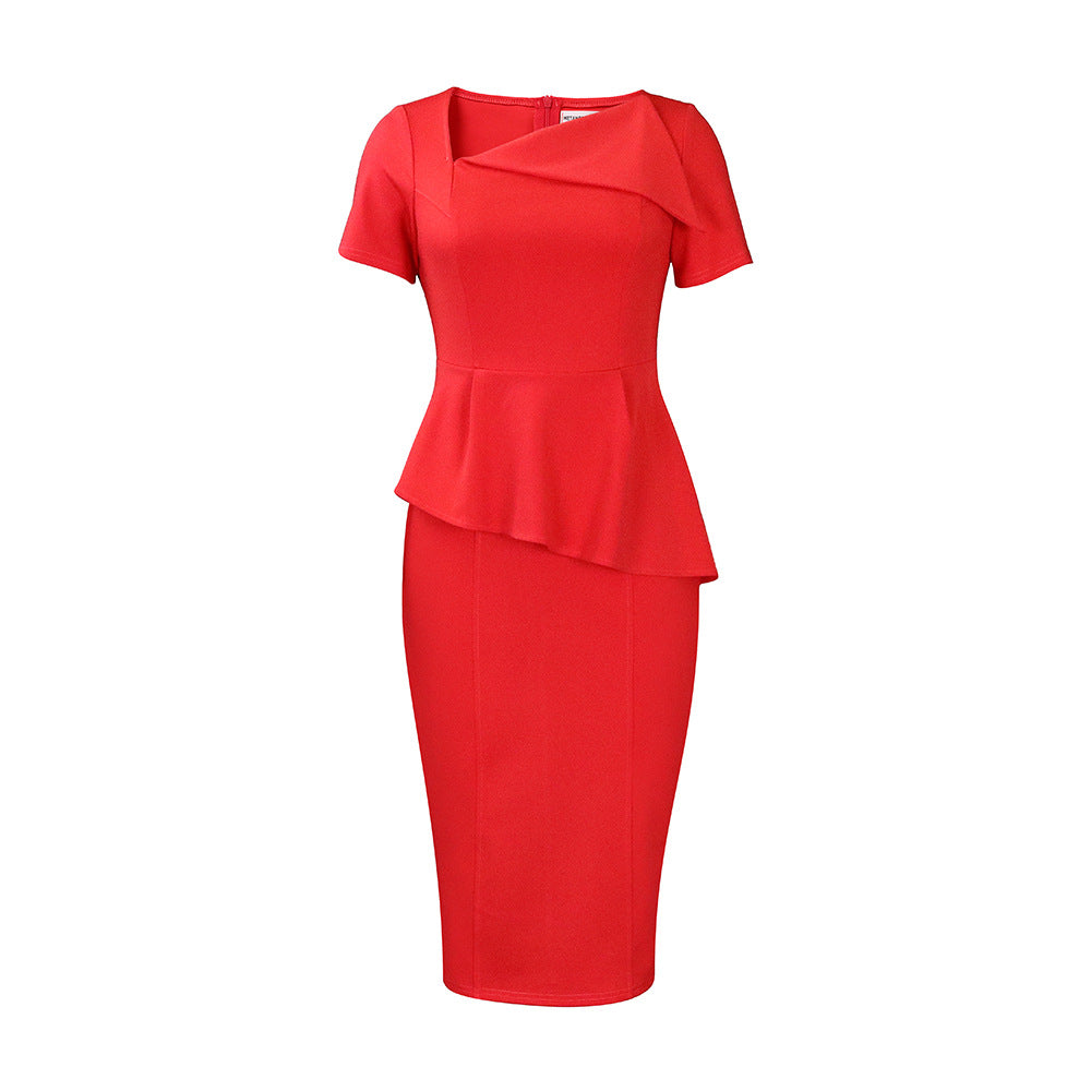 Dame elegant skaterkjole med flot peplum-design og dekorative accenter Stilla
