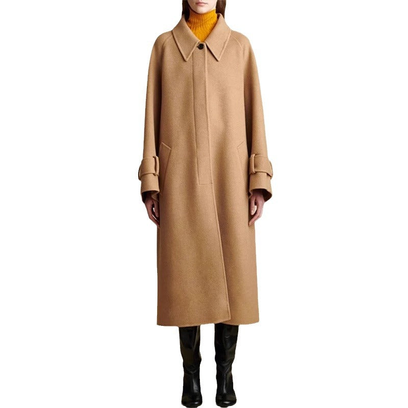 Kvindernes oversized uldfrakke med moderne krave Stilla