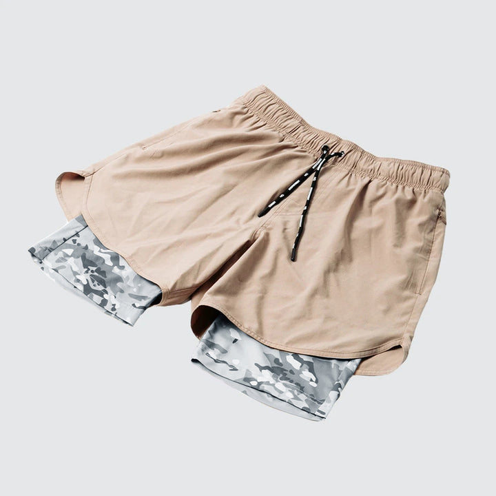 Herrer Åndbare Træningsshorts med indbygget kompressionsundertøj og elastisk talje Stilla