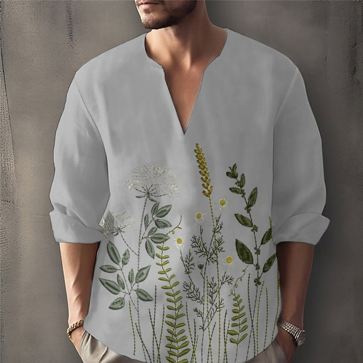 Herre afslappet skjorte med kunstnerisk blomsterdesign Stilla