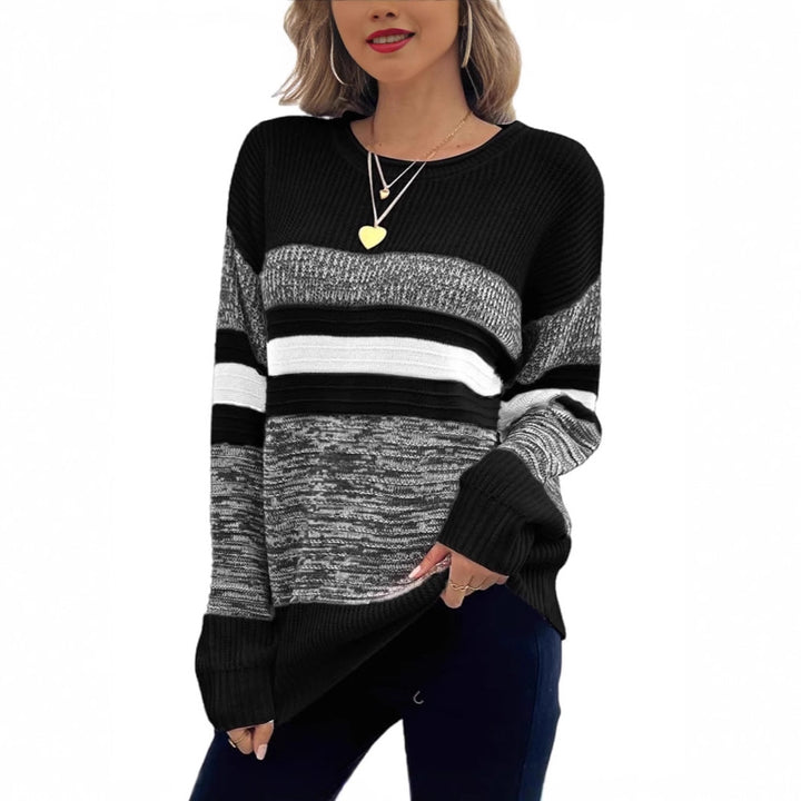 Kvindernes casual sweater med stribet design og løs pasform Stilla