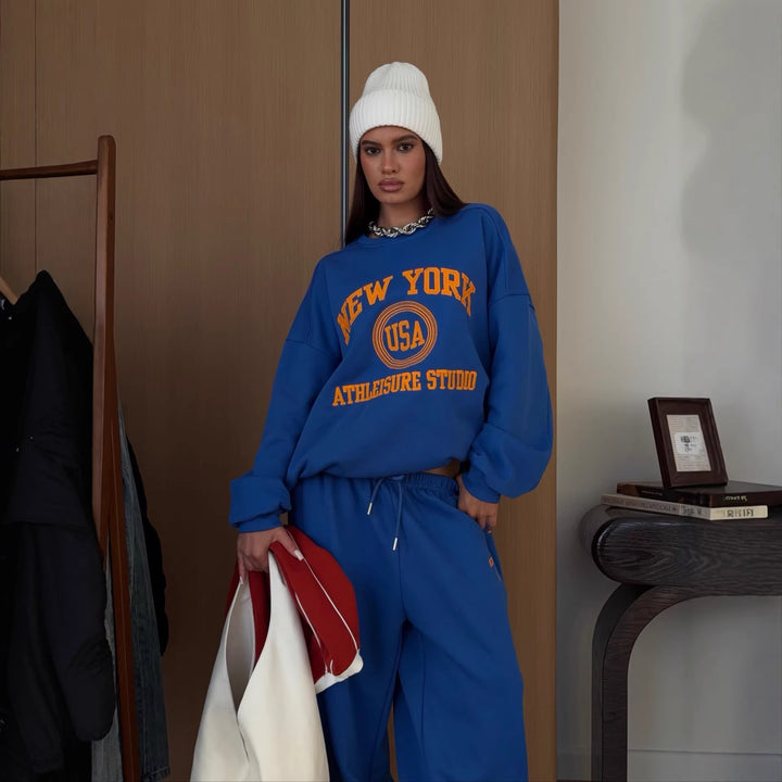 Kvinders oversized sweatshirt og fritidsshorts sæt Stilla