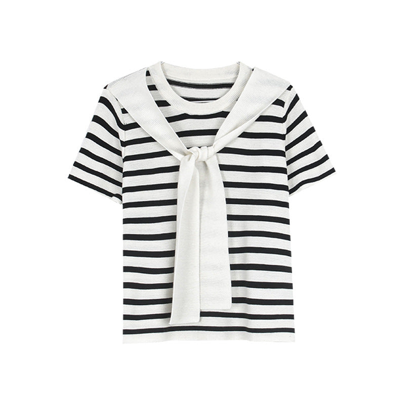 Damer stribet Casual-T-shirt med afslappet snit og fin bomuldsqualitet Stilla