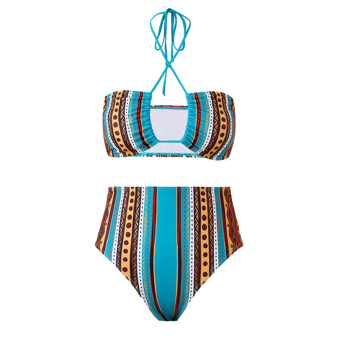Dame bikini-sæt med matchende omslagsskørt og grafisk design Stilla