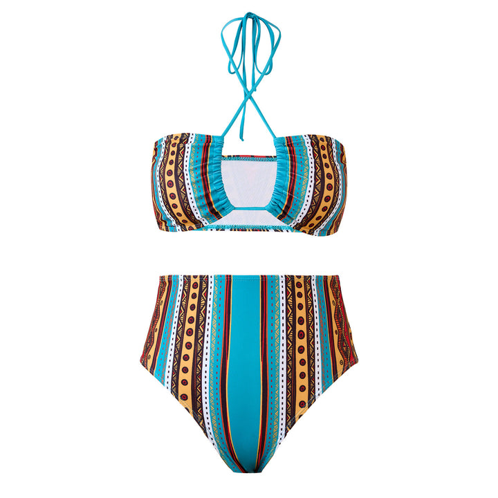 Dame bikini-sæt med matchende omslagsskørt og grafisk design Stilla