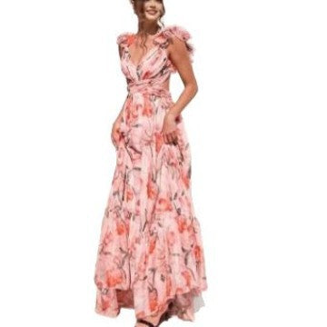 Femme Floral Ryscher Cut-Out Maxi Kjole Stilla