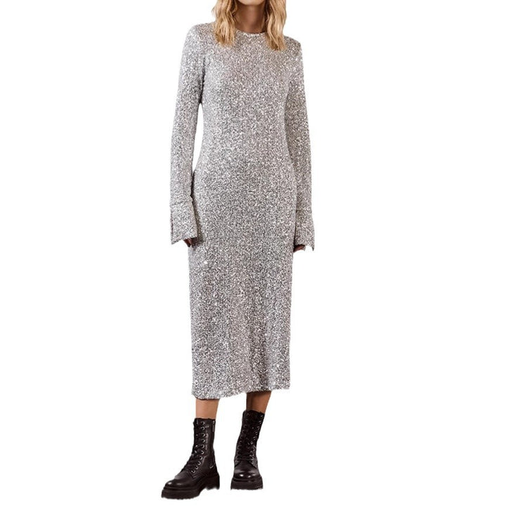 Dame Glimmer Maxi-kjole med lange ærmer og elegant snit Stilla
