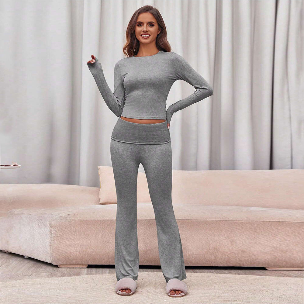 Kvinders sæt bestående af langærmet top og figursyede leggings Stilla