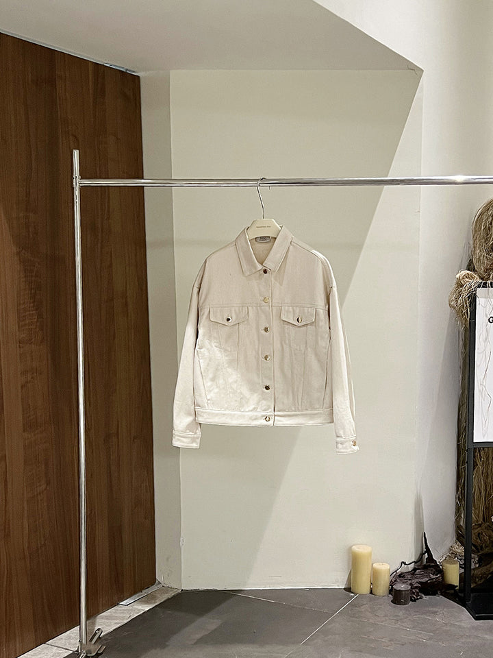 Dame klassisk overshirt-jakke i høj kvalitet bomuldsblanding med afslappet snit Stilla