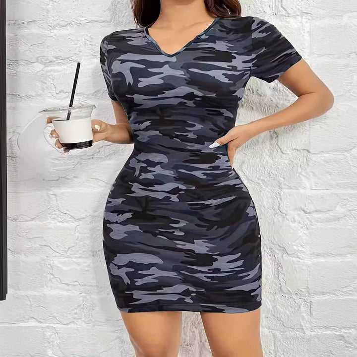 Dame Fritid Camouflage Bodycon Kjole Stilla