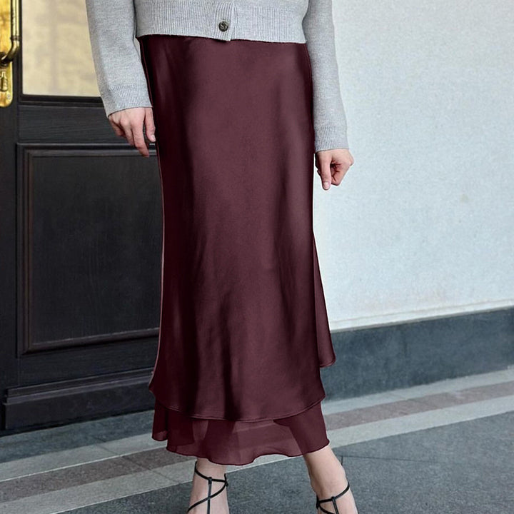 Dame Elegant Maxi-nederdel af flydende stof med asymmetrisk kant Stilla