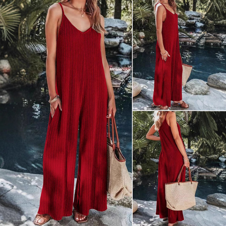 Dame rummelig pasform jumpsuit med fine striber Stilla