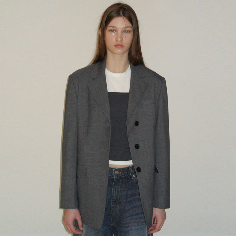 Dame Klassisk Oversize-Blazer med smal Silhuet Stilla
