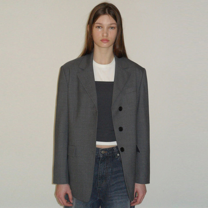 Dame Klassisk Oversize-Blazer med smal Silhuet Stilla