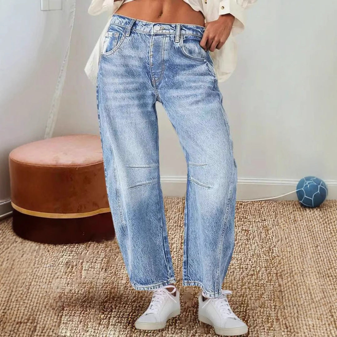 Dame brede jeans i afslappet vintage stil med kvalitetsdetaljer Stilla