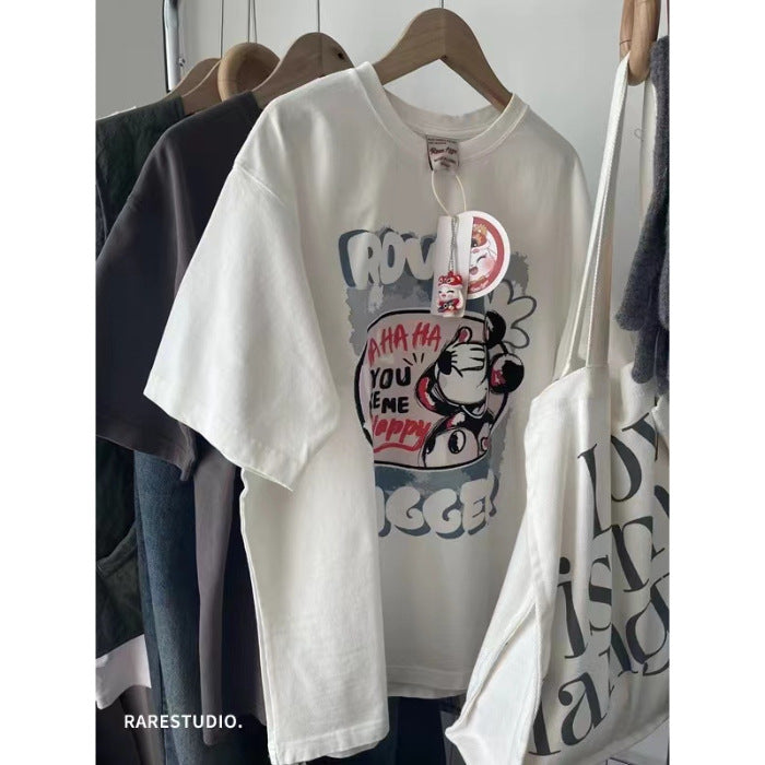 Dame T-shirt med legende cartoon-print og oversized snit Stilla