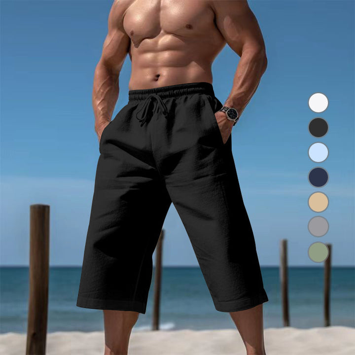 Herrer casual knælange Bermuda-shorts med elastisk talje og snoretræk Skovae