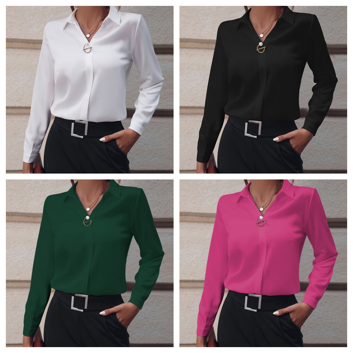 Dame Elegant Bluse med smidig tekstur og detaljeret knapliste Stilla