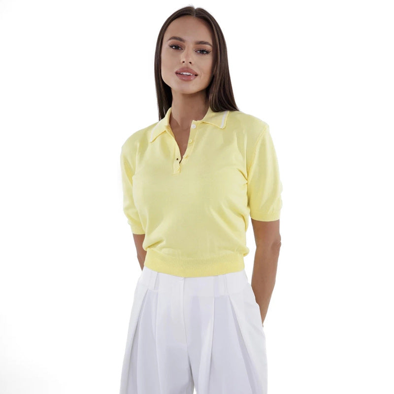 Dame Stilfuld Poloshirt i fint strik Stilla