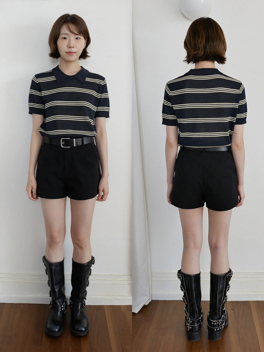 Dame Poloshirt med stribet design og klassisk krave Stilla