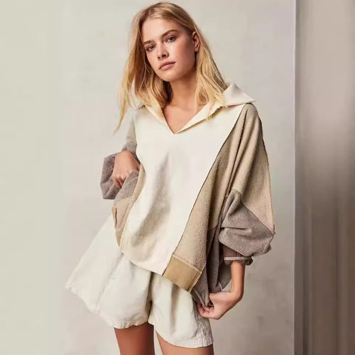Damer afslappet sweater i patchwork-design Stilla