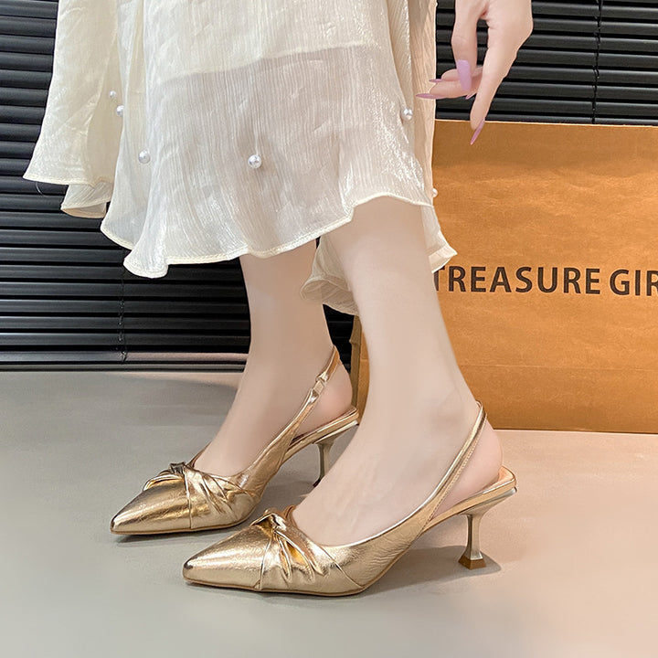 Dame Elegant Spids-TOE Slingback Hæle med dekorativ knude Stilla