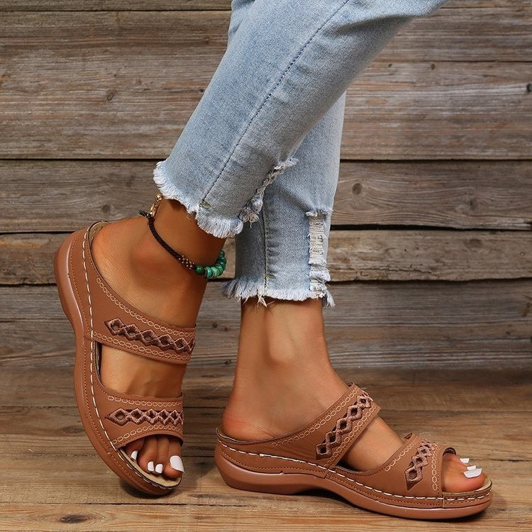 Dame komfort-sandaler med brede remme og ergonomisk fodseng Stilla