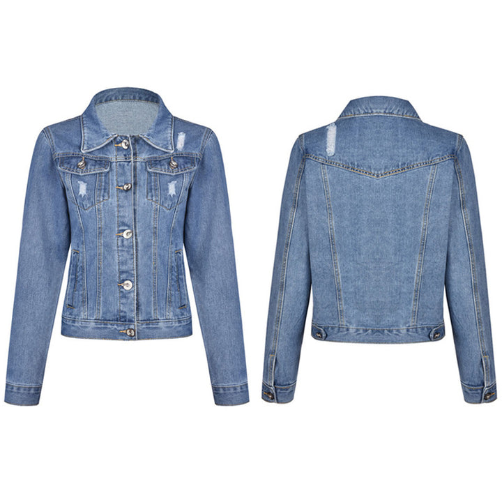 Dame Denim-jakke i afslappet vintage-stil med klassiske detaljer Stilla