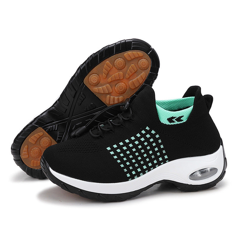 Dame nan åndbar strikkede plateau sneakers med luftstød og elastisk skaft Skovae