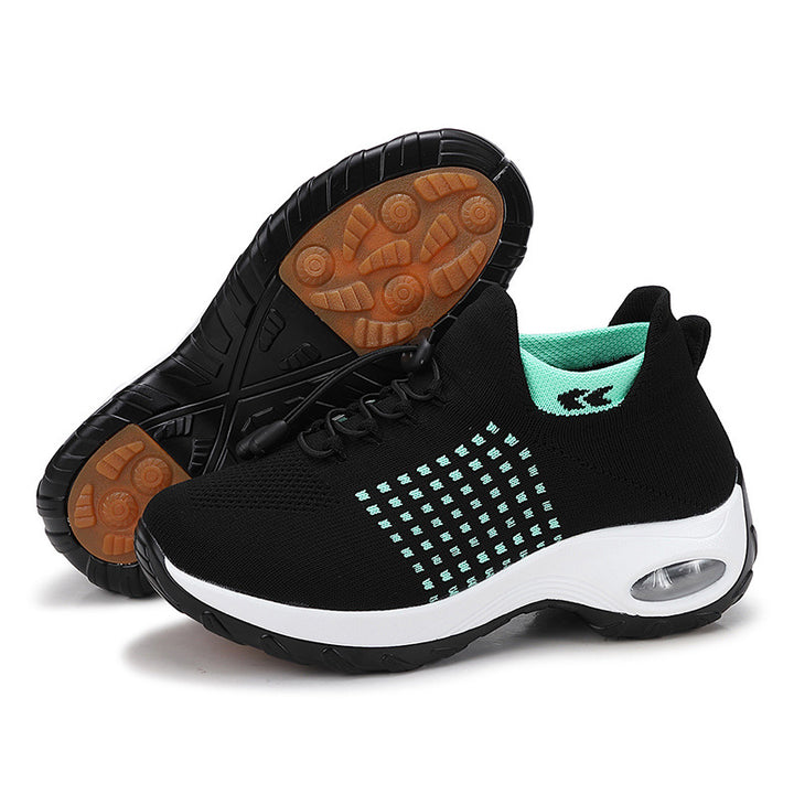 Dame nan åndbar strikkede plateau sneakers med luftstød og elastisk skaft Skovae