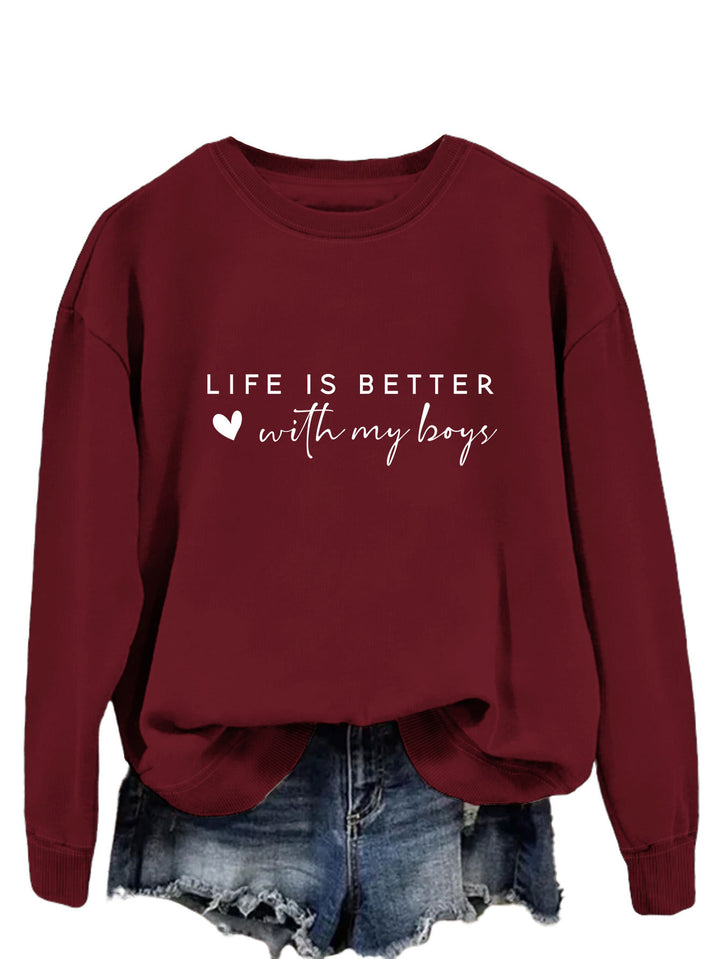 Kvinders hyggelige crew neck sweater med inspirerende print Stilla