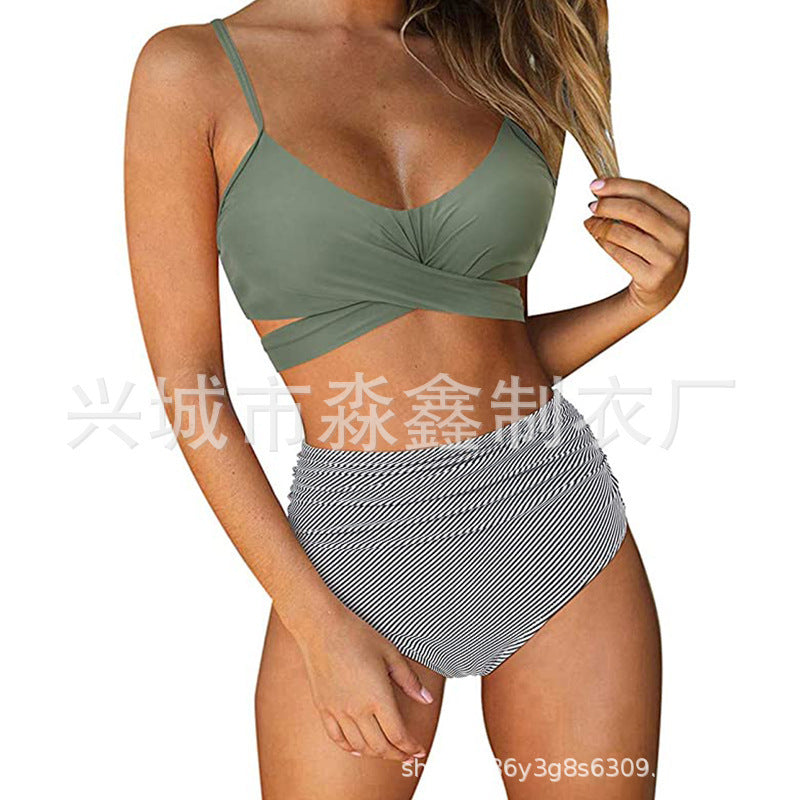 Dame Crop-Top bikini sæt med flettet design Skovae