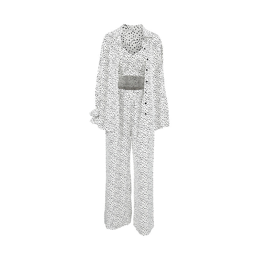 Dame Loungewear Sæt med Oversized Skjorte og Bredt Bukse-design Stilla