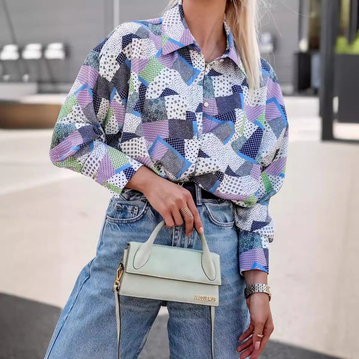 Dame over størrelse bluse med blomstermønster Stilla