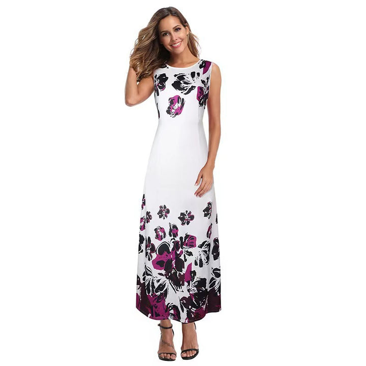 Dame maxikjole med floraltryk og elegant kant Stilla