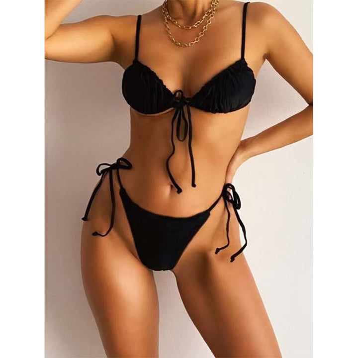 Dame Tie-Front Leopardmønster Bikini-Sæt Stilla