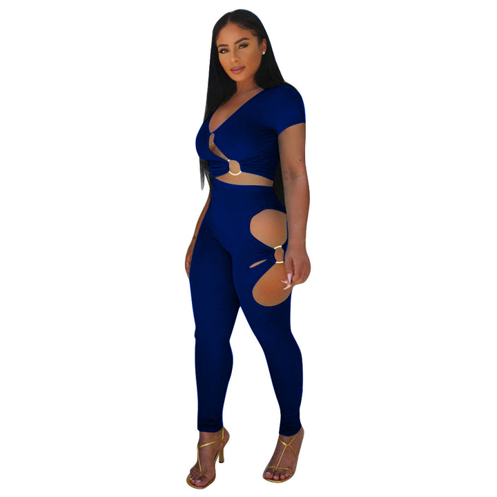 Dame figurtilpasset Cut-Out-jumpsuit med eksklusive accenter Stilla