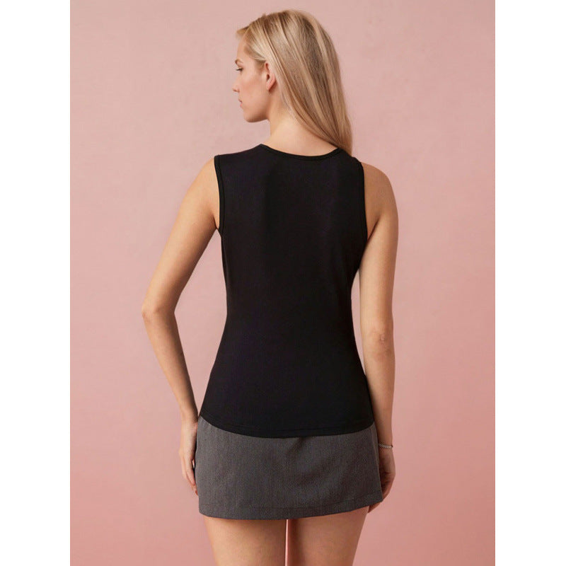 Damen Sportliches Tank-Top mit gefaltetem Ausschnitt und asymmetrischem Schnitt Skovae