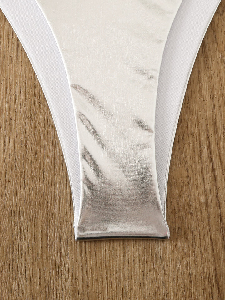 Dame Metallic Rynket Bikini Sæt Stilla