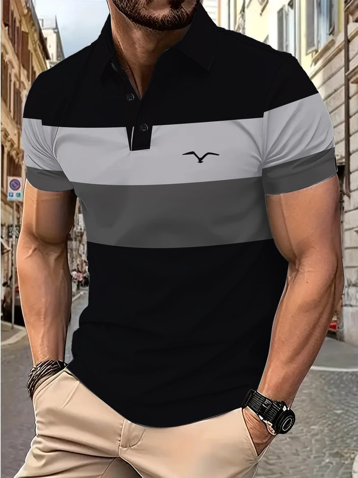 Herrer polo skjorte med moderne farveblok-design Stilla