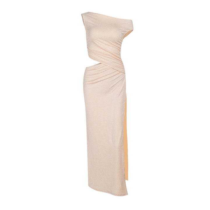 Dame Elegant Wrapkjole med asymmetrisk design og gennemsigtigt snit Skovae
