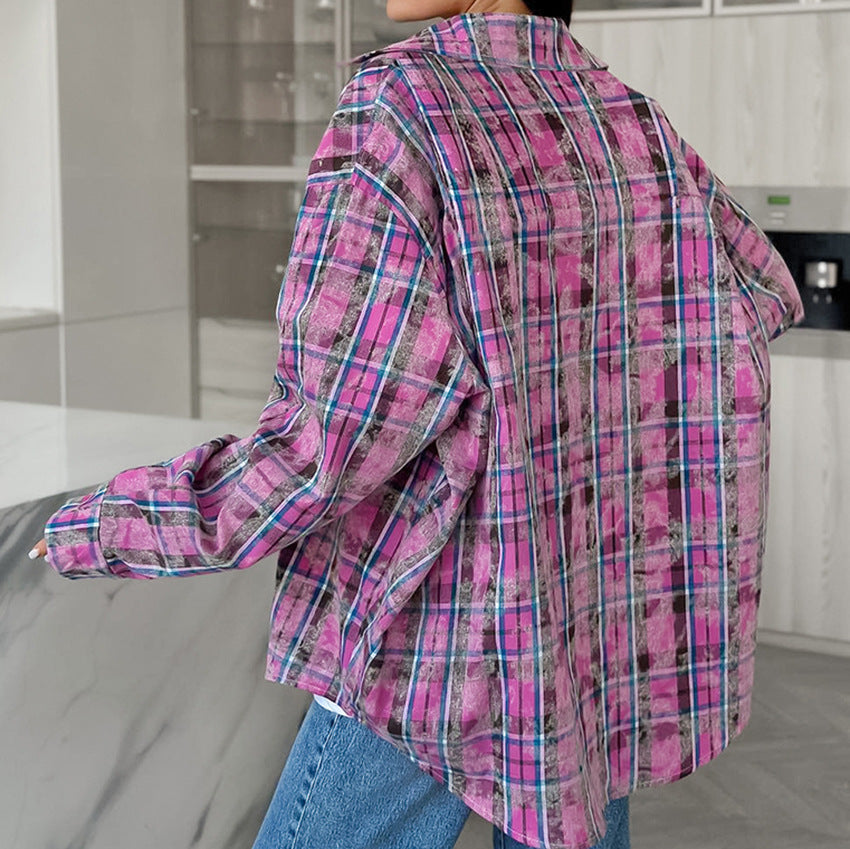 Dame Casual Ternet Bluse med Oversized Snit Stilla